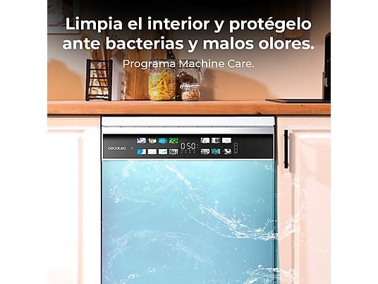 Lavavajillas - Cecotec Bolero Aguazero 6700 B, 15 cubiertos, 14 programas