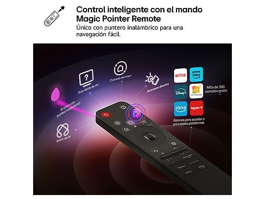 TV QNED 65 - LG 65QNED81A6A, UHD 4K, Procesador Inteligente α7 AI Processor 4K Gen8, Smart TV, DVB-T2 (H.265), Negro