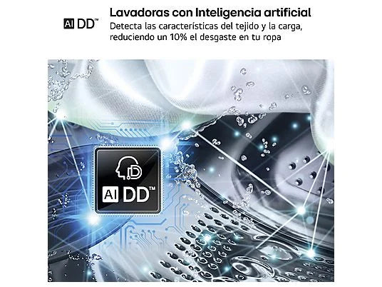 Lavadora carga frontal - LG F4X1008NWH, 8 kg, 1400 rpm, 10 programas, AI Direct Drive™, ThinQ™, Blanco Marfil