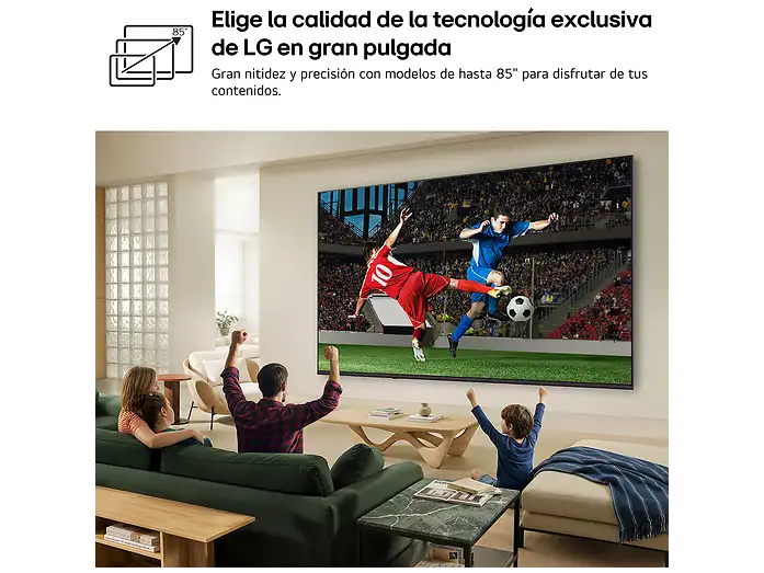 TV QNED Mini LED 85 - LG 85QNED72B6A, UHD 4K, Procesador Inteligente α7 AI Processor 4K Gen9, Smart TV, DVB-T2 (H.265), Negro