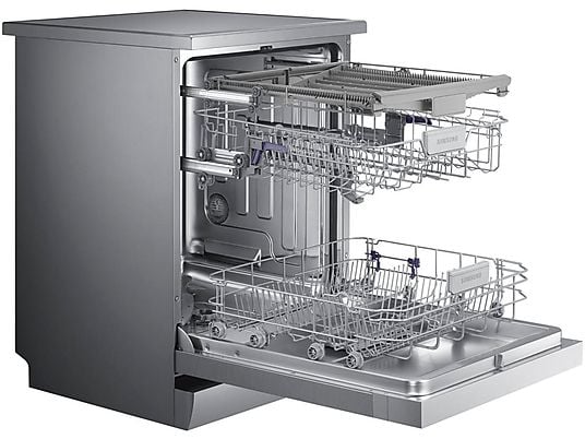 Lavavajillas - Samsung DW60M6050FS, 14 servicios, 7 programas, 59.8 cm, Función Higiene, Configuración Flexible, Inox
