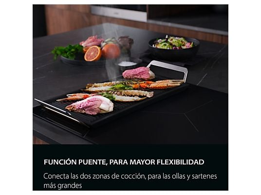 Placa inducción - AEG TI63IQ10IZ, 3 zonas, Zona grande 28 cm, SaphirMatt, 58 cm, Negro Mate