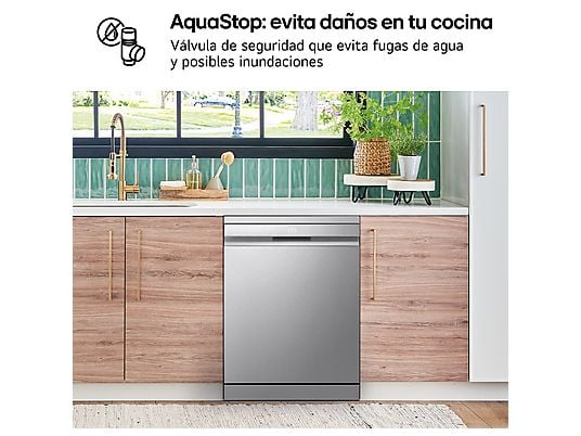 Lavavajillas - LG DF587HVS, 10 servicios, 10 programas, 60 cm, Lavado a vapor, Acero antihuellas