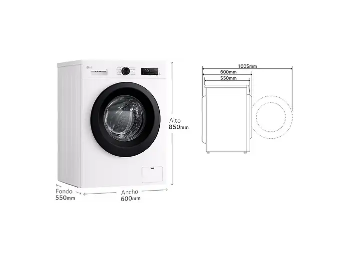 Lavadora carga frontal - LG F4X1009NWK, 9 kg, 1400 rpm, 10 programas, AI Direct Drive™, ThinQ™, Blanco Marfil