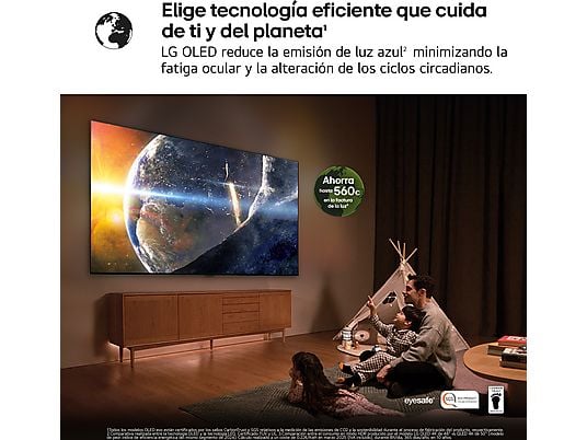 TV OLED 48 - LG OLED48C55LA, OLED 4K, Procesador Inteligente α9 AI Processor 4K Gen8, Smart TV, DVB-T2 (H.265), Negro