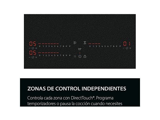 Placa inducción - AEG TI63IQ10IZ, 3 zonas, Zona grande 28 cm, SaphirMatt, 58 cm, Negro Mate
