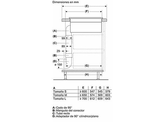 Placa inducción con extractor integrado - Bosch PVS611B16E, 4 Zonas, Zona Flex, CombiInducción, Touch Select, Negro