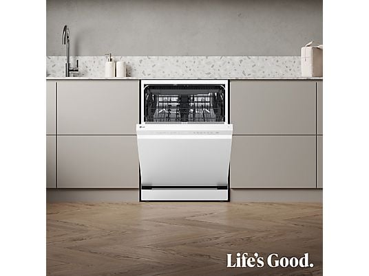 Lavavajillas - LG DF273FW, 14 servicios, 10 programas, 60 cm, QuadWash™, Blanco