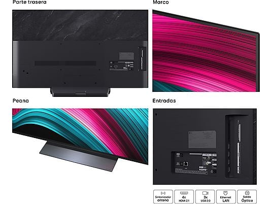 TV OLED 48 - LG OLED48C55LA, OLED 4K, Procesador Inteligente α9 AI Processor 4K Gen8, Smart TV, DVB-T2 (H.265), Negro