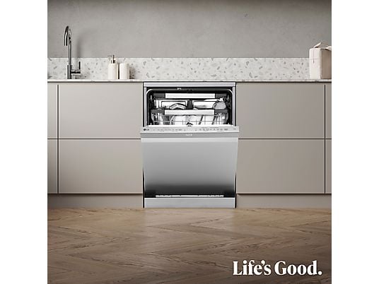 Lavavajillas - LG DF587HVS, 10 servicios, 10 programas, 60 cm, Lavado a vapor, Acero antihuellas