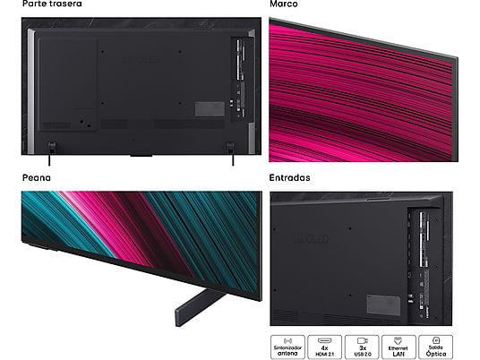 TV OLED 42 - LG OLED42C55LA, OLED 4K, Procesador Inteligente α9 AI Processor 4K Gen8, Smart TV, DVB-T2 (H.265), Negro
