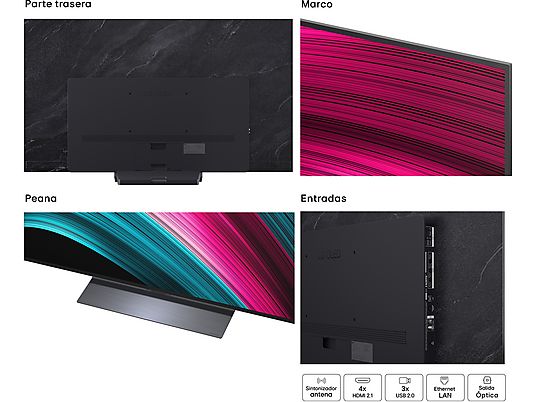 TV OLED 65 - LG OLED65C55LA, OLED 4K, Procesador Inteligente α9 AI Processor 4K Gen8, Smart TV, DVB-T2 (H.265), Negro