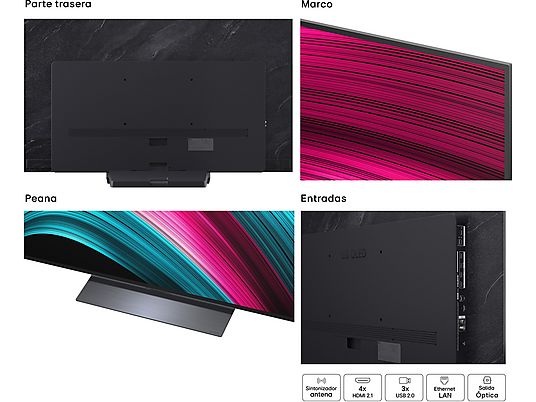 TV OLED 55 - LG OLED55C55LA, OLED 4K, Procesador Inteligente α9 AI Processor 4K Gen8, Smart TV, DVB-T2 (H.265), Negro
