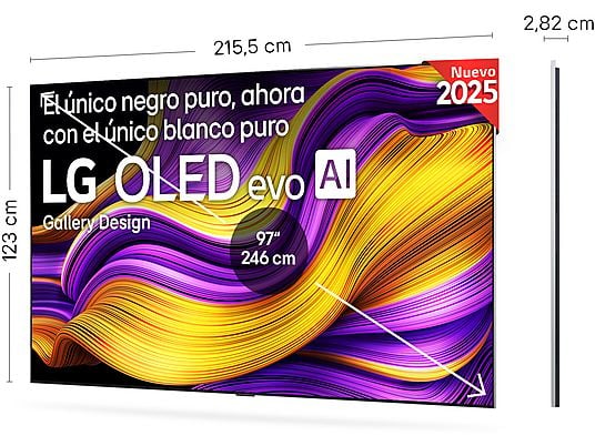 TV OLED 97 - LG OLED97G54LW, OLED 4K, Procesador Inteligente α11 AI Processor 4K Gen2, Smart TV, Gallery Design, Rocky Black