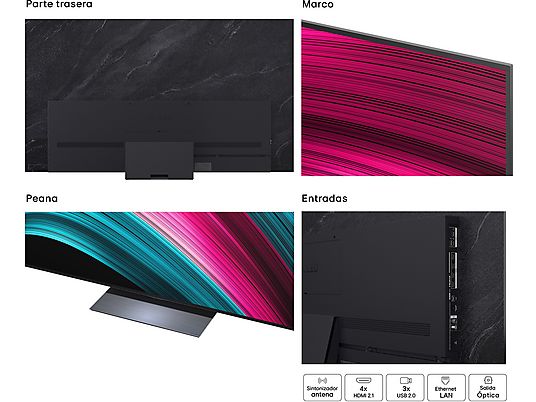 TV OLED 83 - LG OLED83C54LA, OLED 4K, Procesador Inteligente α9 AI Processor 4K Gen8, Smart TV, DVB-T2 (H.265), Negro