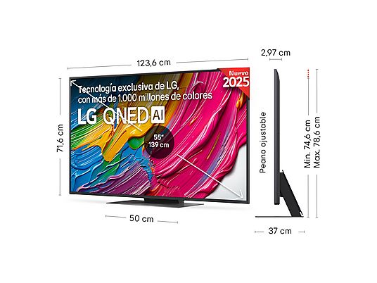 TV QNED 55 - LG 55QNED81A6A, UHD 4K, Procesador Inteligente α7 AI Processor 4K Gen8, Smart TV, DVB-T2 (H.265), Negro
