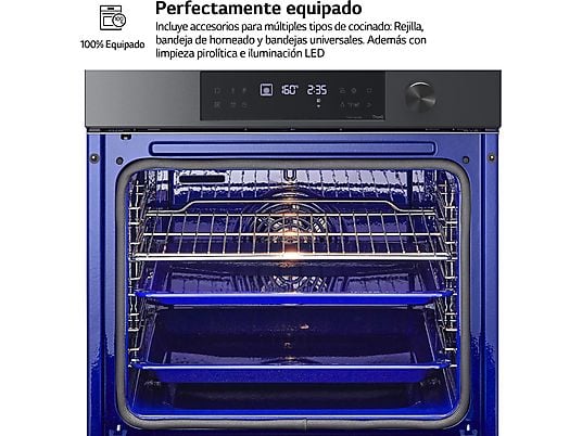Horno - LG WS7D7631WB, Multifunción, Pirolítico, Sistema de limpieza Blue EasyClean™, 76 L, 59.2 cm, ThinQ™, Acero negro mate