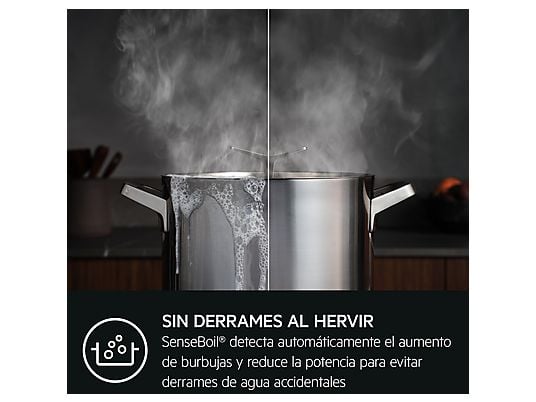 Placa inducción - AEG TI63IQ10IZ, 3 zonas, Zona grande 28 cm, SaphirMatt, 58 cm, Negro Mate