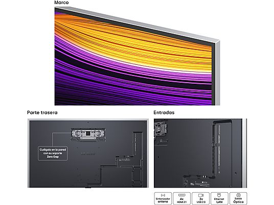 TV OLED 77 - LG OLED77G54LW, OLED 4K, Procesador Inteligente α11 AI Processor 4K Gen2, Smart TV, Gallery Deisgn, Rocky Black
