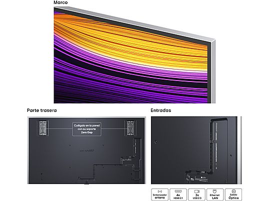 TV OLED 97 - LG OLED97G54LW, OLED 4K, Procesador Inteligente α11 AI Processor 4K Gen2, Smart TV, Gallery Design, Rocky Black