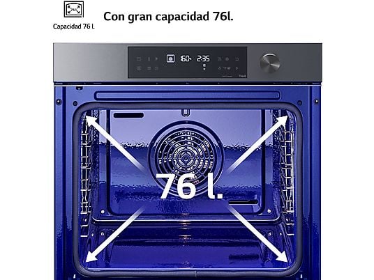 Horno - LG WS7D7631WB, Multifunción, Pirolítico, Sistema de limpieza Blue EasyClean™, 76 L, 59.2 cm, ThinQ™, Acero negro mate