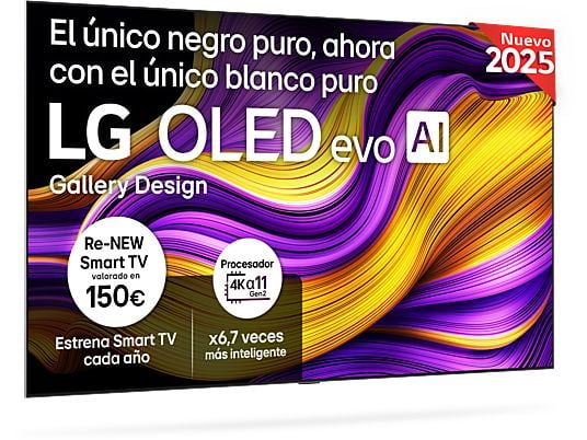TV OLED 97 - LG OLED97G54LW, OLED 4K, Procesador Inteligente α11 AI Processor 4K Gen2, Smart TV, Gallery Design, Rocky Black
