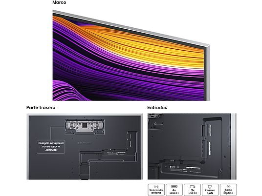 TV OLED 65" - LG OLED65G54LW, OLED 4K, Procesador Inteligente α11 AI Processor 4K Gen2, Smart TV, Gallery Design, Rocky Black