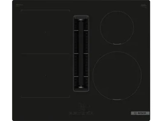 Placa inducción con extractor integrado - Bosch PVS611B16E, 4 Zonas, Zona Flex, CombiInducción, Touch Select, Negro