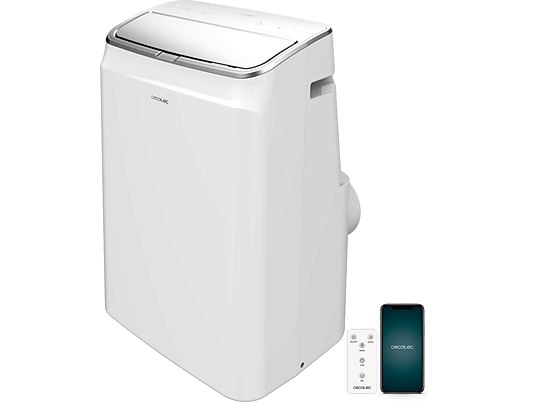 Aire acondicionado portátil - Cecotec ForceClima 12800 Soundless Heating Connected, 3024 fgh, Bomba de calor, 5 modos, 3 veloc, Mando, Wi-Fi, Blanco