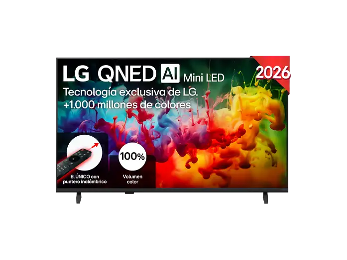 TV QNED Mini LED 43 - LG 43QNED72B6B, UHD 4K, Procesador Inteligente α7 AI Processor 4K Gen9, Smart TV, DVB-T2 (H.265), Negro