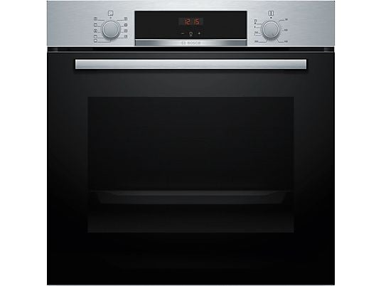 Horno - Bosch HBA514ES3, Serie 4, Multifunción, Limpieza por agua, 71 l, HotAir 3D, Mandos ocultables, 60 cm, inox