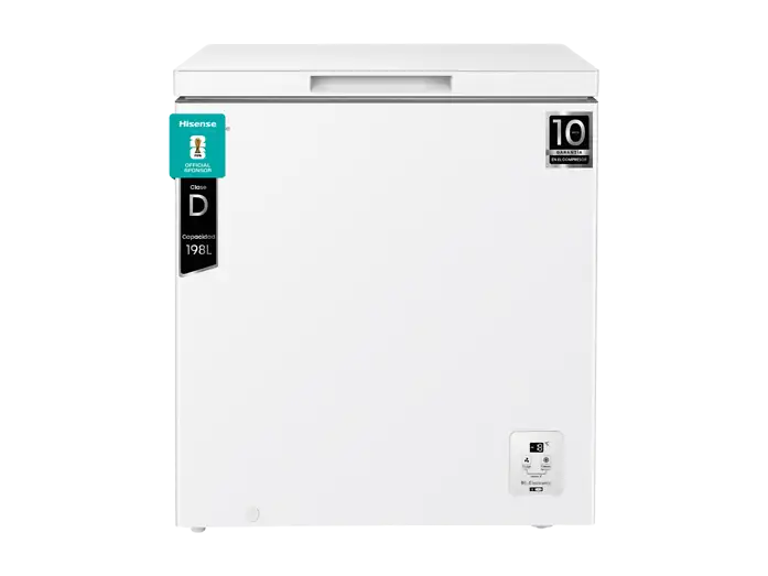 Congelador horizontal - Hisense FT200N1AWDL, 198 l, 85.8 cm, Congelador Convertible, Goma Antibacteria, Blanco
