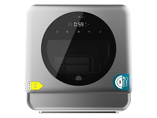 Lavavajillas compacto - CECOTEC Bolero Aguazero 1150 Dark, 3 servicios, 6 programas, 42,5 cm, 300