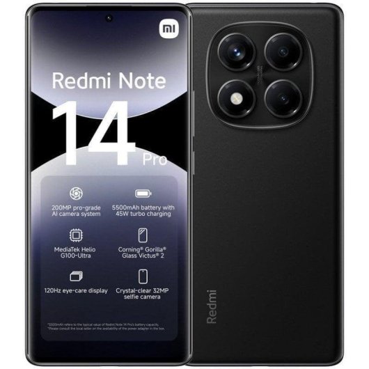 Xiaomi REDMI Note 14 Pro 4G 8GB 256GB 6.67 Negro Medianoche