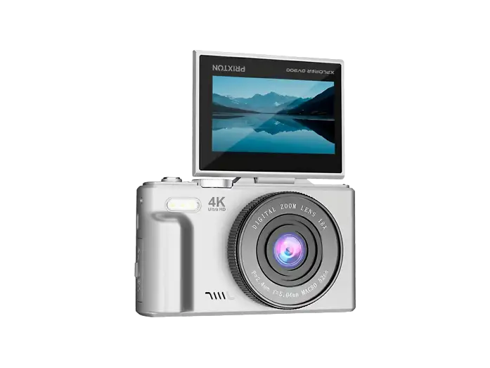 Cámara - Prixton Xplorer DV900, 64 megapixel, 4K 3840p, 3 Pantalla LCD, IPS, Zoom 4X, Flash, Plata