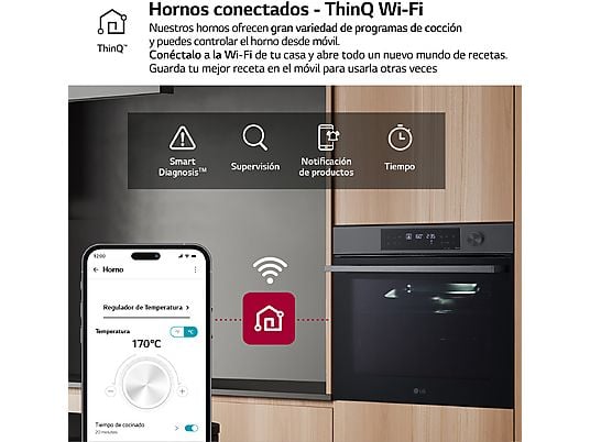 Horno - LG WS7D7631WB, Multifunción, Pirolítico, Sistema de limpieza Blue EasyClean™, 76 L, 59.2 cm, ThinQ™, Acero negro mate