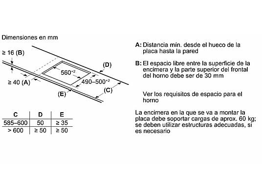 Placa inducción - Bosch PVQ631HC1E, 4 zonas, 30 x 21 cm, 59.2 cm, Negro