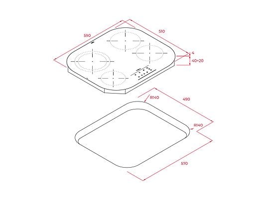 Placa vitrocerámica - Teka TCC 64310 TTC BK, 4 zonas, Zona grande de 21 cm, 59 cm, Touch control, Negro