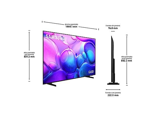 TV QLED 65 - SAMSUNG TQ65Q6FAAUXXC, QLED 4K, Q4 Lite Processor, Smart TV, Negro