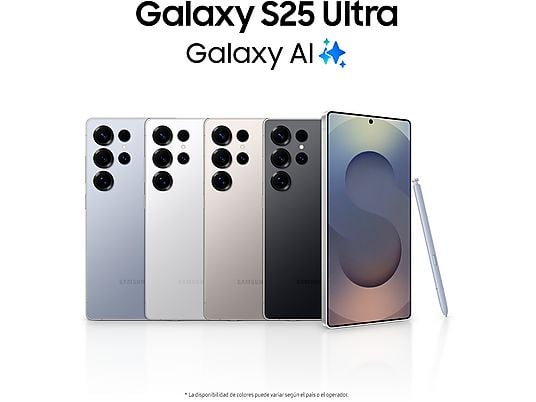Móvil - Samsung Galaxy S25 Ultra, Titanium Black, 512 GB, 12 GB RAM, 6.9 WQHD+, Snapdragon 8, 5000 mAh, Android 15
