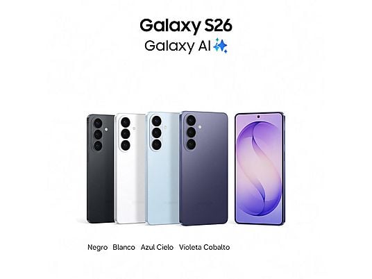 Móvil - Samsung Galaxy S26, Violeta, 256 GB, 12 GB RAM , 6.3 FHD+, Exynos 2600, 4300 mAh, Android 16