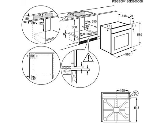 Horno - AEG TU5AB20WSK, Multifunción, Limpieza por agua, 72 l, Display LED, 60 cm, Negro