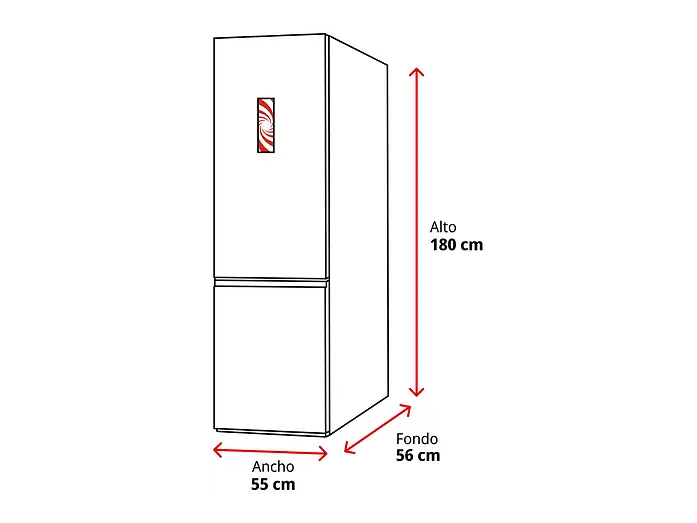 Frigorífico combi - Candy CCH1S518EW, Cíclico, 180 cm, 262 l, Tirador integrado, Puerta reversible, Blanco