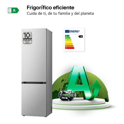 LG Serie 700 Fridge Freezer Combi A 387L - NatureFRESH Linear Cooling