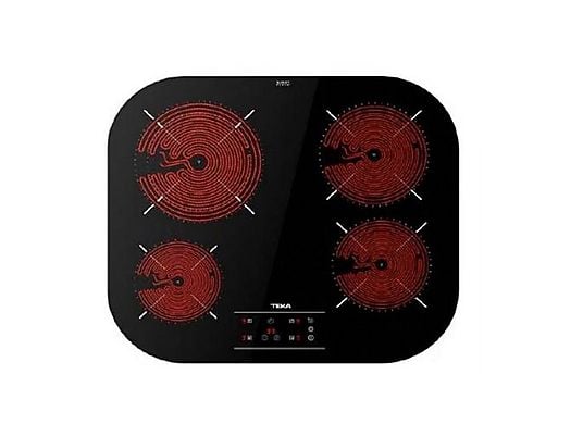 Placa vitrocerámica - Teka TCC 64310 TTC BK, 4 zonas, Zona grande de 21 cm, 59 cm, Touch control, Negro