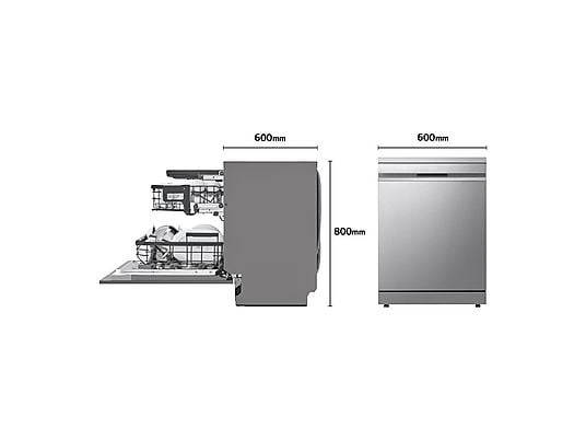 Lavavajillas - LG DF587HVS, 10 servicios, 10 programas, 60 cm, Lavado a vapor, Acero antihuellas