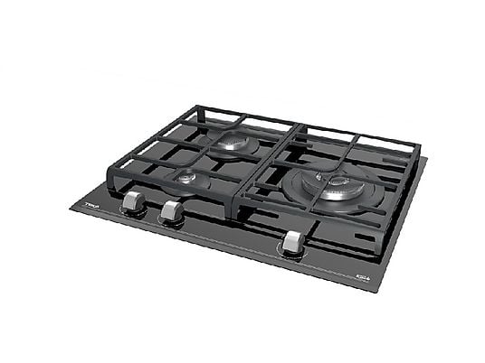Placa de gas - Teka GZC 63310, 3 zonas, Gas natural, ExactFlame, 60 cm, Negro