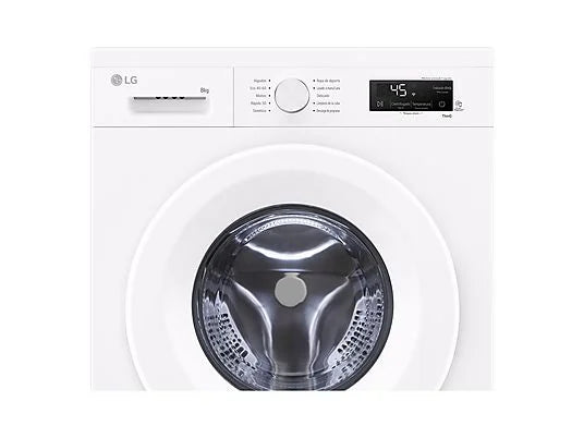 Lavadora carga frontal - LG F4X1008NWH, 8 kg, 1400 rpm, 10 programas, AI Direct Drive™, ThinQ™, Blanco Marfil