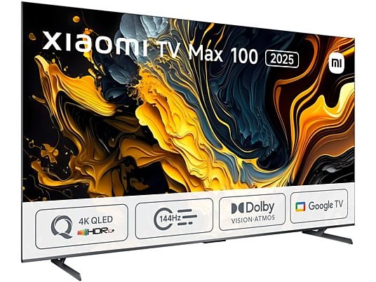 TV QLED 100 - XIAOMI TV MAX 100 2025, QLED 4K, Quad Core Cortex-A73, Smart TV, DVB-T2 (H.265), Gris oscuro
