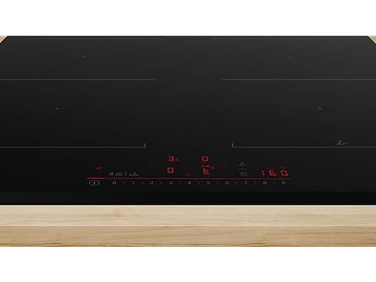 Placa inducción - Bosch PVQ631HC1E, 4 zonas, 30 x 21 cm, 59.2 cm, Negro